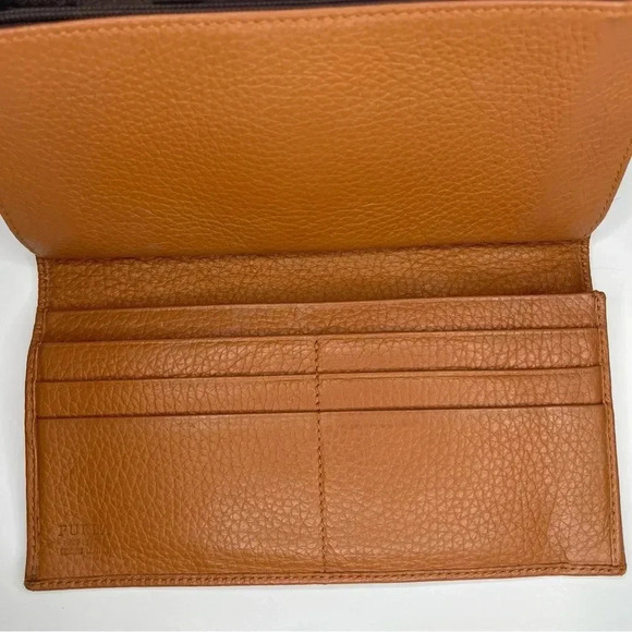 Furla Original Brown Pebbled Leather Brown Stitching  BiFold Wallet Golden Logo - Picture 3 of 6